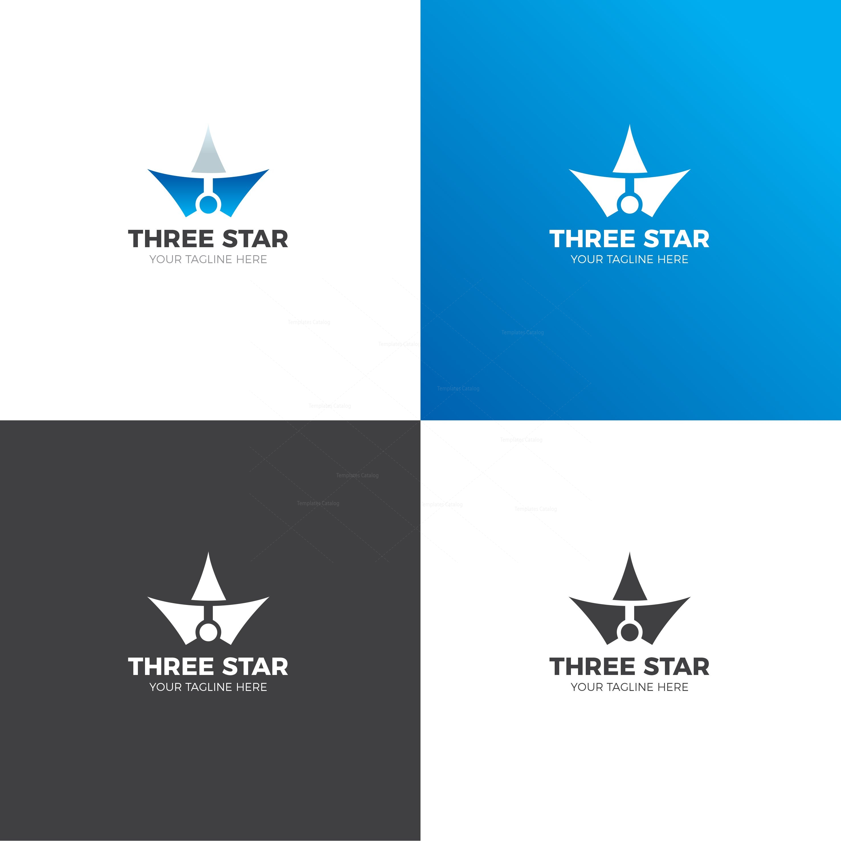 Three Stars Logo Design Template · Premium Graphic Design Templates